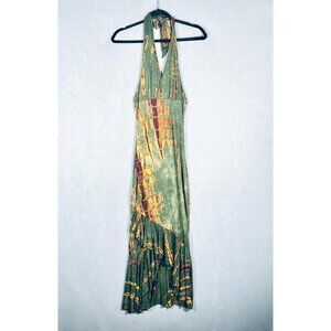 Vintage y2k Maxi Dress Womens S Green Tie Dye Layered Hippie Festival Fairy